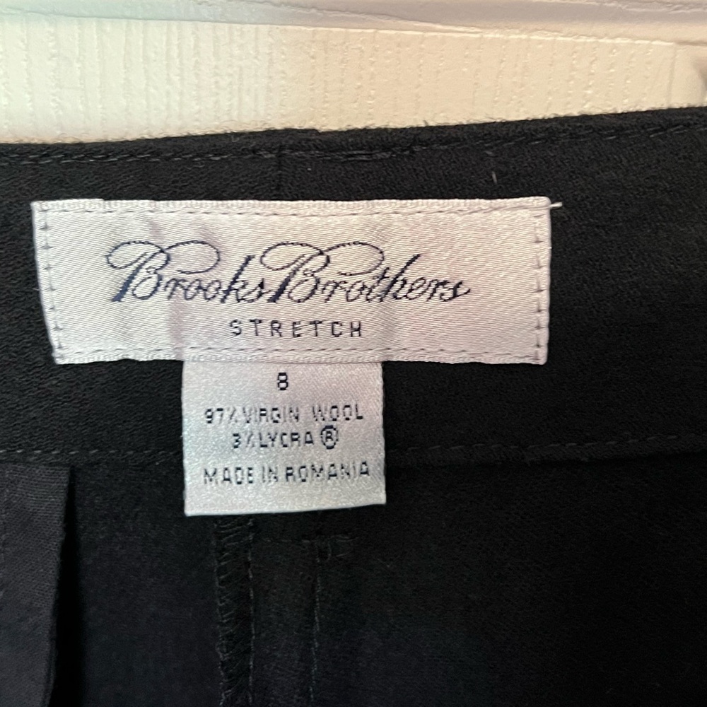 Brooks Brothers Women’s Black Stretch Wool Pants Sz 8 EUC Flat Front Straight Lg - Picture 9 of 14